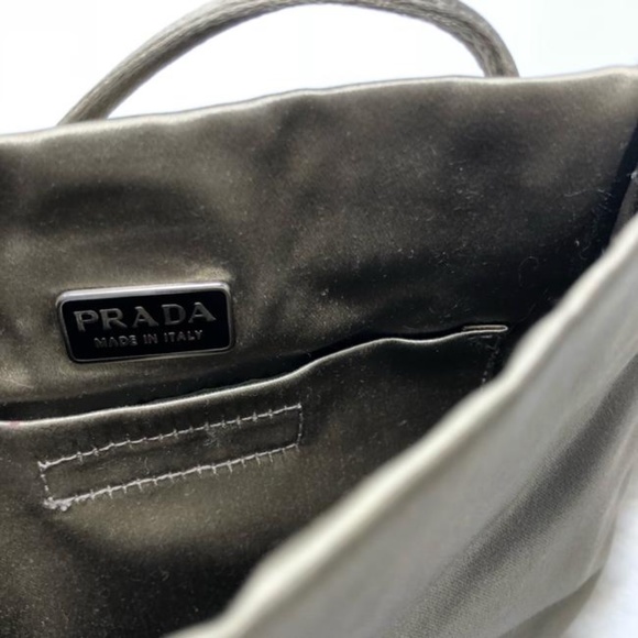 PRADA Silver Satin and Mink-Trimmed Small Mini Handbag Raso Evening Bag - Picture 9 of 11